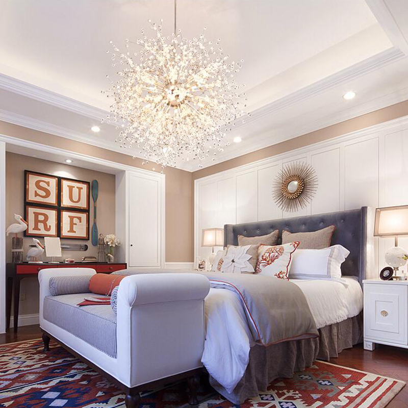 Modern Firework Chandeliers Lighting Crystal Pendant Light Dandelion Hanging Lamp for Bedroom Kitchen Dining Room Indoor Lighting Fixture