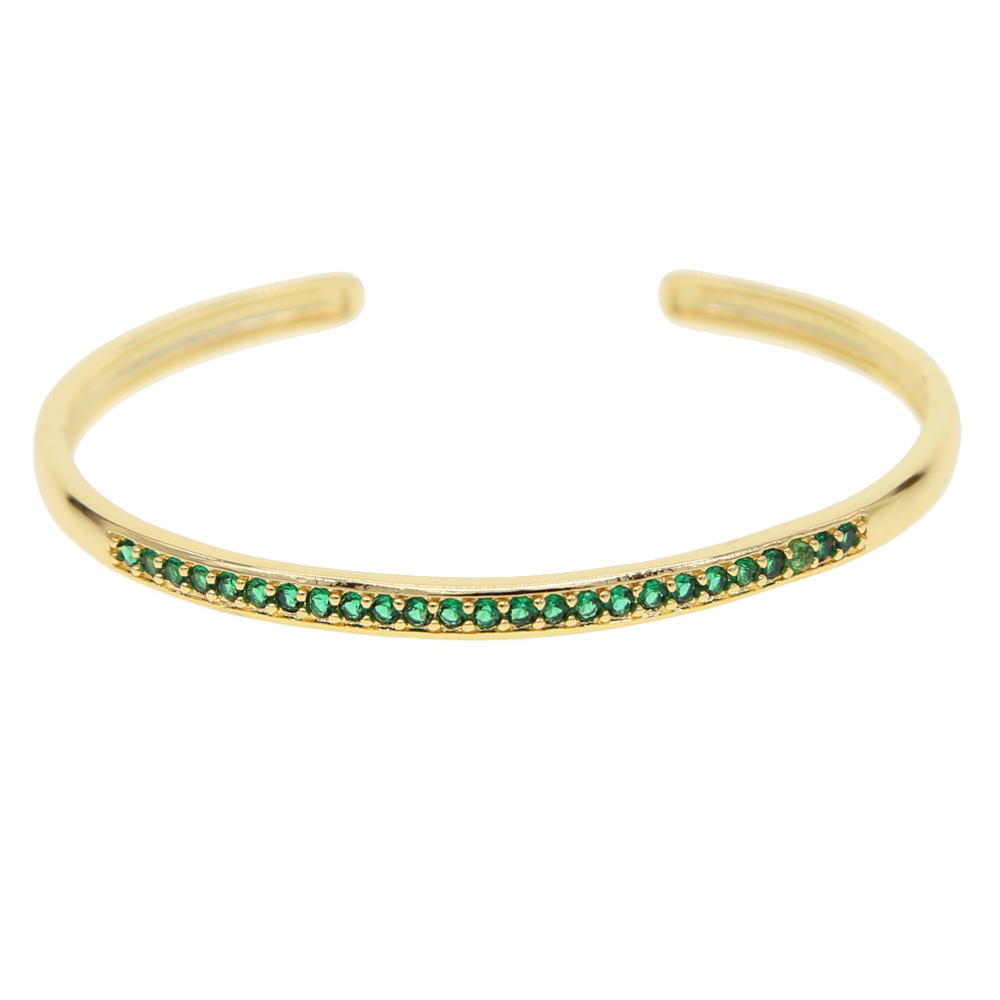 inner diamater 58-60 open adjust bangle bracelet cz paved circle band classic colorful birthstone gold plated women bracelets