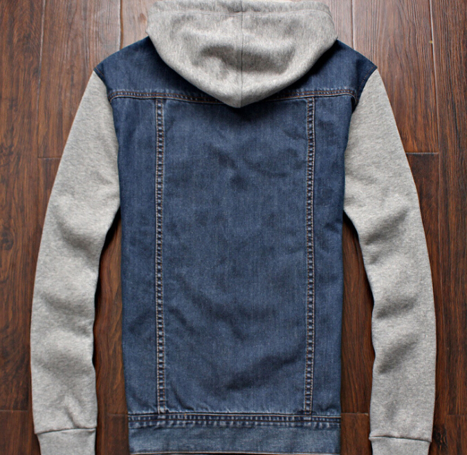 Wholesale-Autumn vintage denim jacket with a hood male plus size plus size denim coat outerwear slim men's clothing