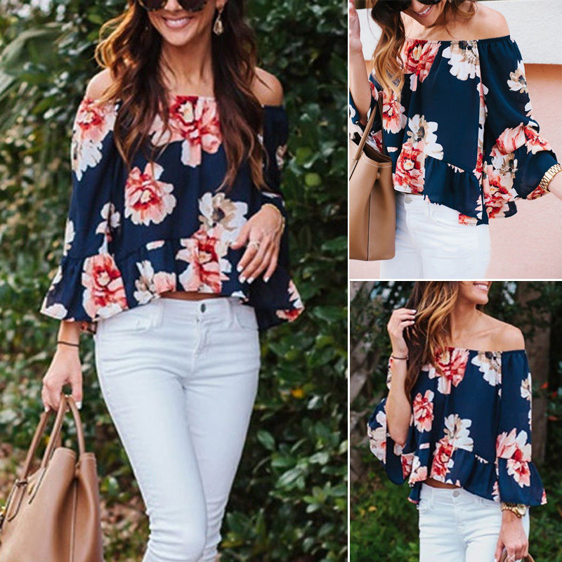 Women's Off-Shoulder Casual Floral Long Sleeve Shirt Blouse Loose T-shirt Tops, Multi
Women's Off-Shoulder Casual Floral Long Sleeve Shirt Blouse Loose T-shirt Tops, Multi