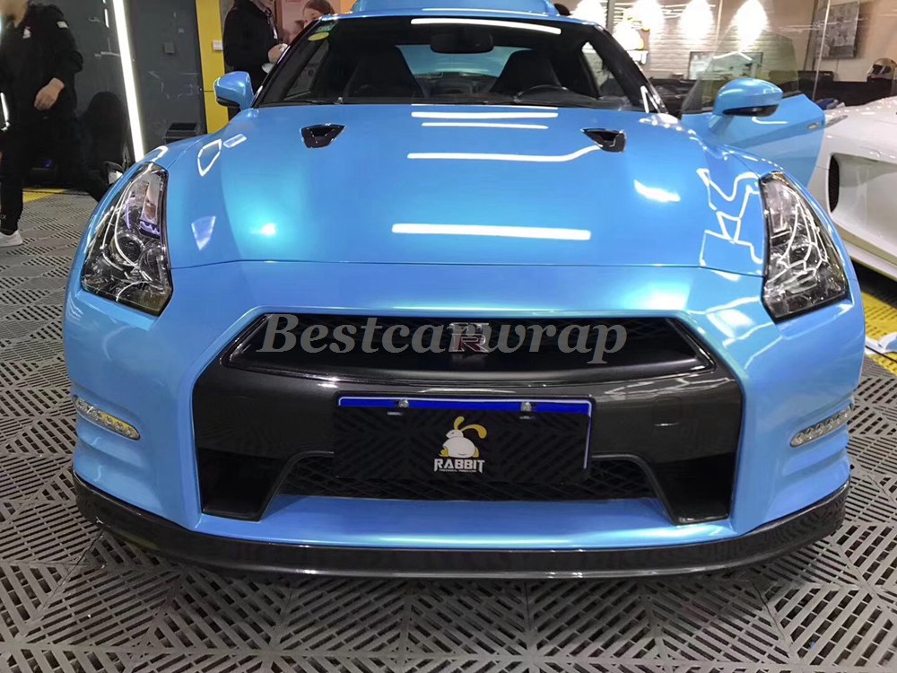 Coral Blue Gloss Color shift Vinyl Wrap for Whole Car Wrap Covering With Air bubble Free Like 3M quality Low tack glue Size:1.52*20m( 5x67ft