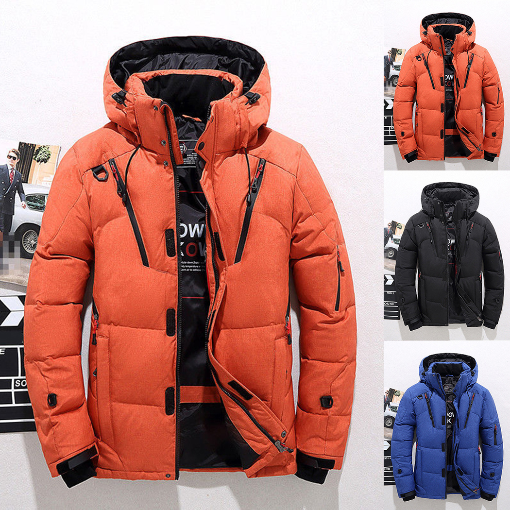 Men's Down & Parkas Winter Men Warm Parka Coats Padded Cotton Hooded Jacket Outwear 2021 Brand Outdoor Male Ski Coat Hat Detachable