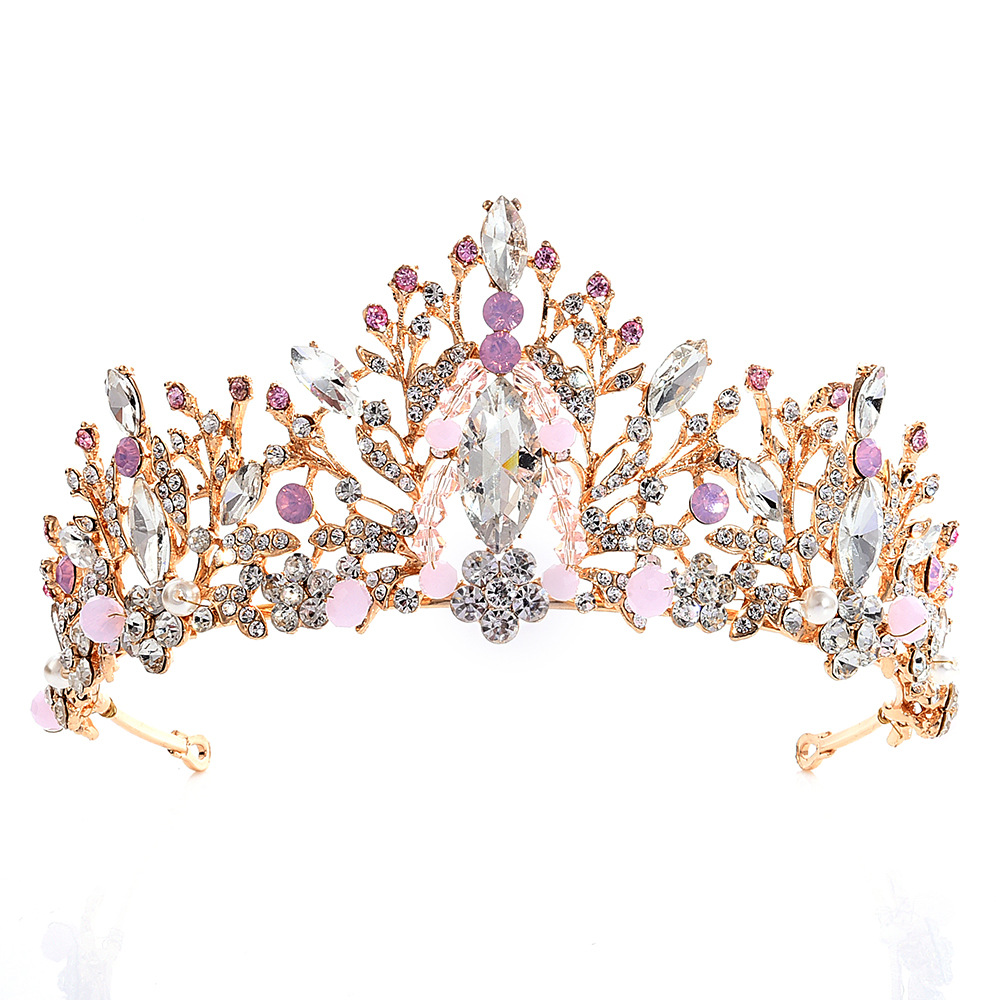Silver Bridal Crown Rhinestone Crystals Royal Wedding Queen Crowns Princess Crystal Baroque Birthday Party Tiaras Pink Gold Sweet 16