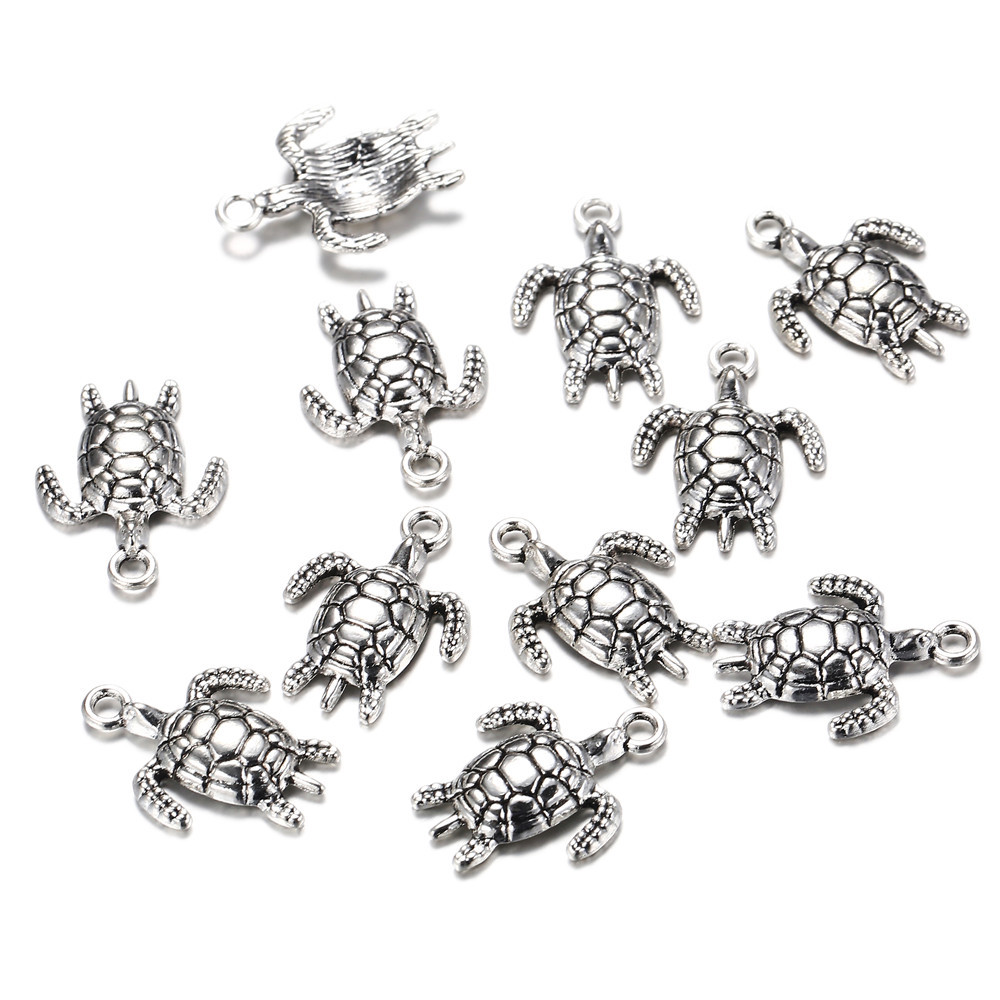 100pcslot 2317mm antique silver Alloy Turtle charms Pendant for Jewelry Making Metal Animal Pendant for DIY Findings