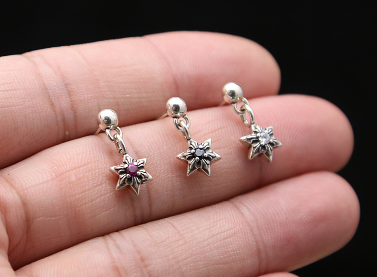 Brand new 925 sterling silver vintage jewelry antique silver American Europe hand-made designer stars stud earrings for women & men