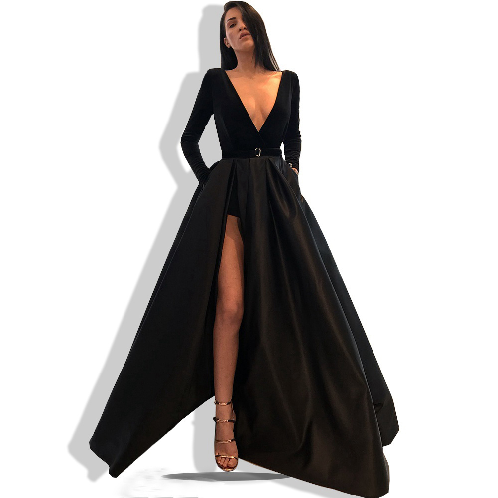 GiayMus Long Evening Dress Sexy Deep V-neck Long Sleeve Vestidos De Festa High Slit Arabic Style Black Formal Women Evening Gowns, Burgundy
GiayMus Long Evening Dress Sexy Deep V-neck Long Sleeve Vestidos De Festa High Slit Arabic Style Black Formal Women Evening Gowns, Burgundy