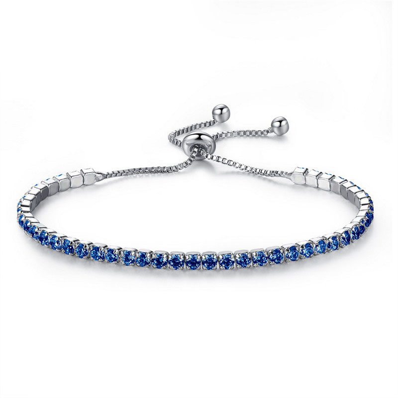 Silver Plated Bracelets Full Diamond Crystal Chain Rhinestone Bangle Bracelet Women Female Gift BR002