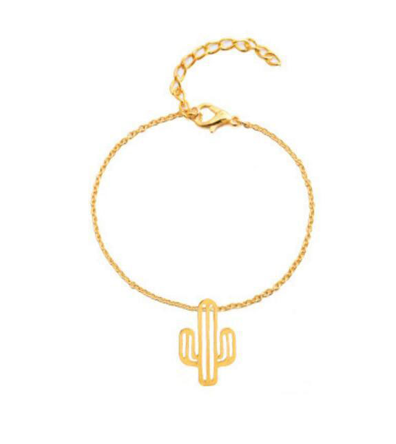 New Fashion Hollow Cactus Jewelry Sets Gold And Silver Cactus Pendant Bracelet Earrings Necklace Sets Women Nice Jewelry