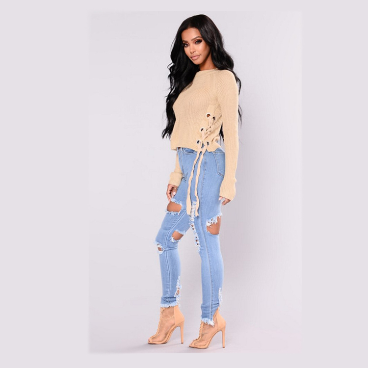 Women Ripped Distressed Jeans Pencil Pants Denim Blue Skinny Slim Fit Trousers Female Pant X - XXL, Light blue
Women Ripped Distressed Jeans Pencil Pants Denim Blue Skinny Slim Fit Trousers Female Pant X - XXL, Light blue