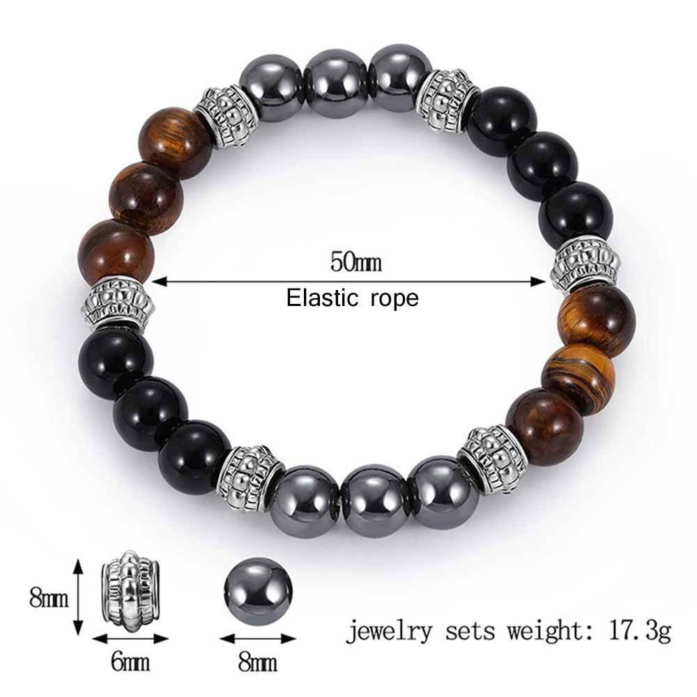 Vintage Black Magnet Natural Stone Crystal Beads Strand Bracelets Men Women Yoga Buddha Beaded Bracelet Jewelry