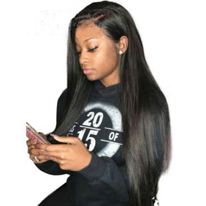 High Quality Free Shipping Natural Color Silk Straight Pre Plucked With Baby Hair Brazilian Full Lace Human Hair Wig For Women