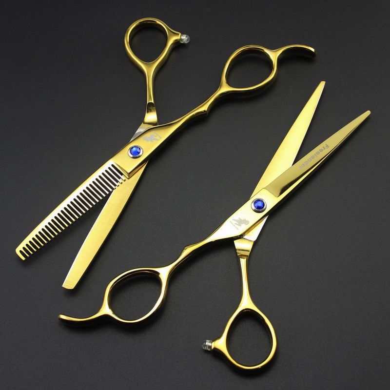 high quality Left hand Freelander 6.0 inch 6CR 62HRC hair cutting / thinning scissors gold/purple/rainbow