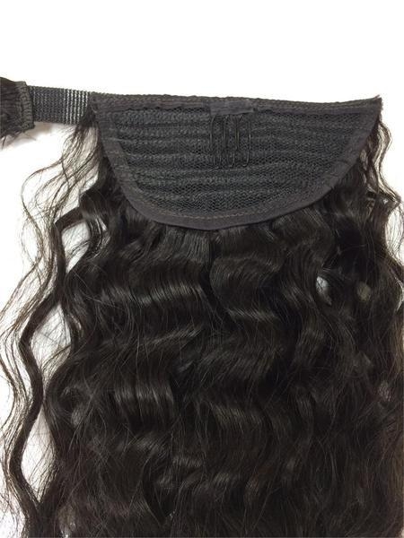 Simple wavy ponytail hairstyle wraps clip in Brazilian Virgin Hair Pony tail human hair ponytail 120g