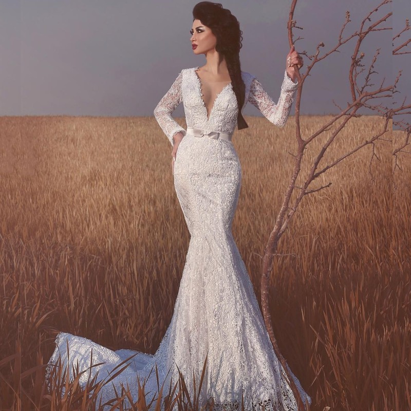 Lace Sexy Mermaid Wedding Dresses Elegant Jewel Neck Long Sleeve Sash Vestido De Novia Charming Sweep Train Plus Size Wedding Dresses Cheap, Black
Lace Sexy Mermaid Wedding Dresses Elegant Jewel Neck Long Sleeve Sash Vestido De Novia Charming Sweep Train Plus Size Wedding Dresses Cheap, Black