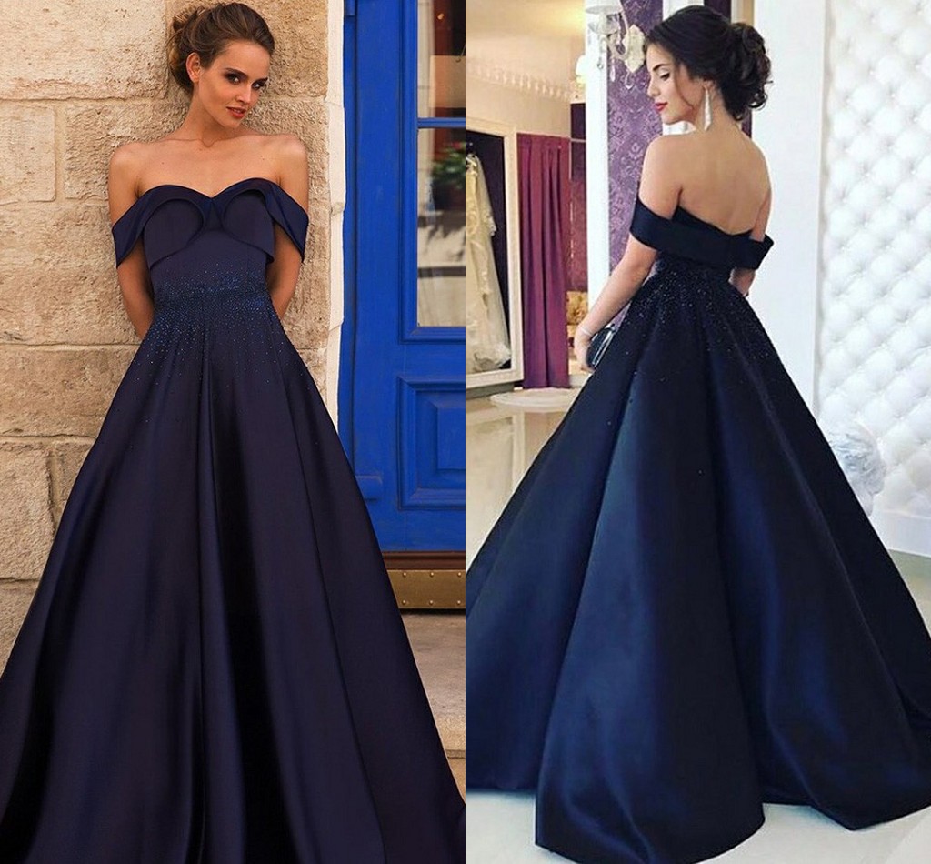 Dark Navy Formal Evening Dresses Off The Shoulder Beading Satin Backless Celebrity Dresses Prom Dresses Evening Gowns, Champagne
Dark Navy Formal Evening Dresses Off The Shoulder Beading Satin Backless Celebrity Dresses Prom Dresses Evening Gowns, Champagne