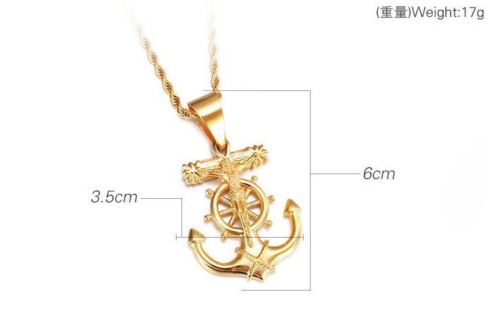 Titanium Steel Necklace Personality Tide Anchor Pendant Stainless Steel Mens Pendant Color Gold293m