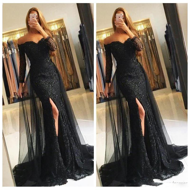 Party Dresses Black Long Evening Dresses 2018 Lace Off Shoulder Long Sleeves Mermaid Prom Gowns Sexy Side Split Dress, Fuchsia
Party Dresses Black Long Evening Dresses 2018 Lace Off Shoulder Long Sleeves Mermaid Prom Gowns Sexy Side Split Dress, Fuchsia