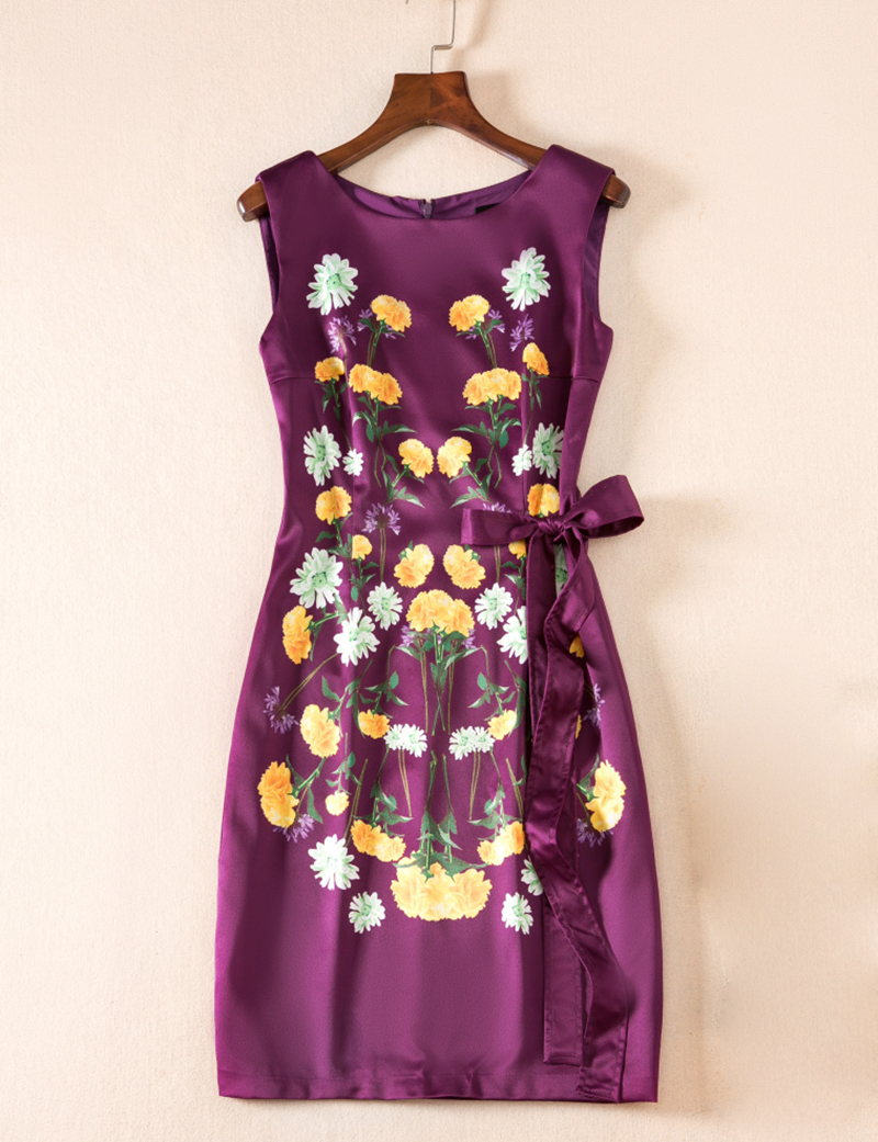 Flower Print Women Sheath Dress With Sashes Sleeveless Casual Dresses 05K802/K811, Purple
Flower Print Women Sheath Dress With Sashes Sleeveless Casual Dresses 05K802/K811, Purple