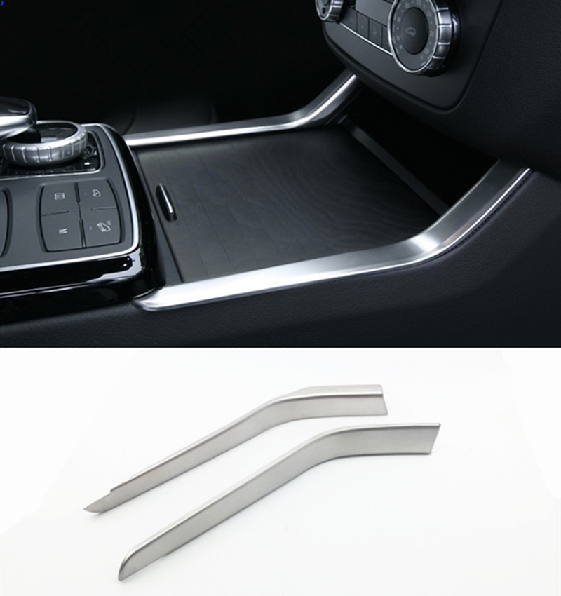 

Stainless steel Center Console Water Cup Holder Trim strips Car styling 2pcs for Mercedes Benz GLE W166 ML GL GLS X166