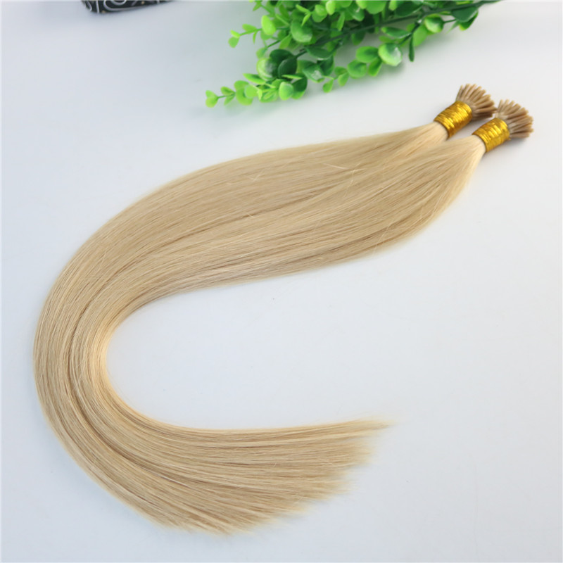 I-tip Brazilian Human Hair Extensions Light Blonde 100Strands 100gram 24# Straight Keratin Stick Human Hair Extensions