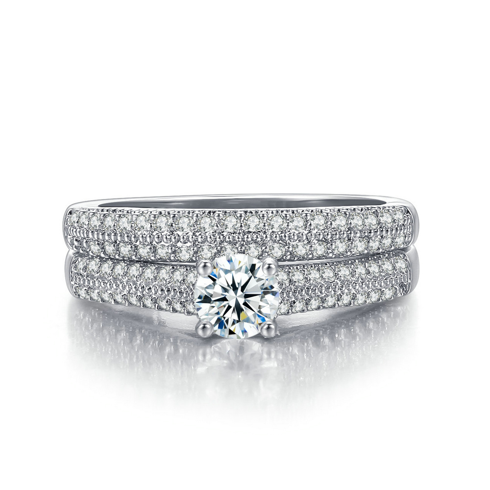 New Fashion Bridal Sets With Full Cubic Zirconia Rings For Women Engagement White/ Yellow Gold Color Jewelry Ring DZR001M