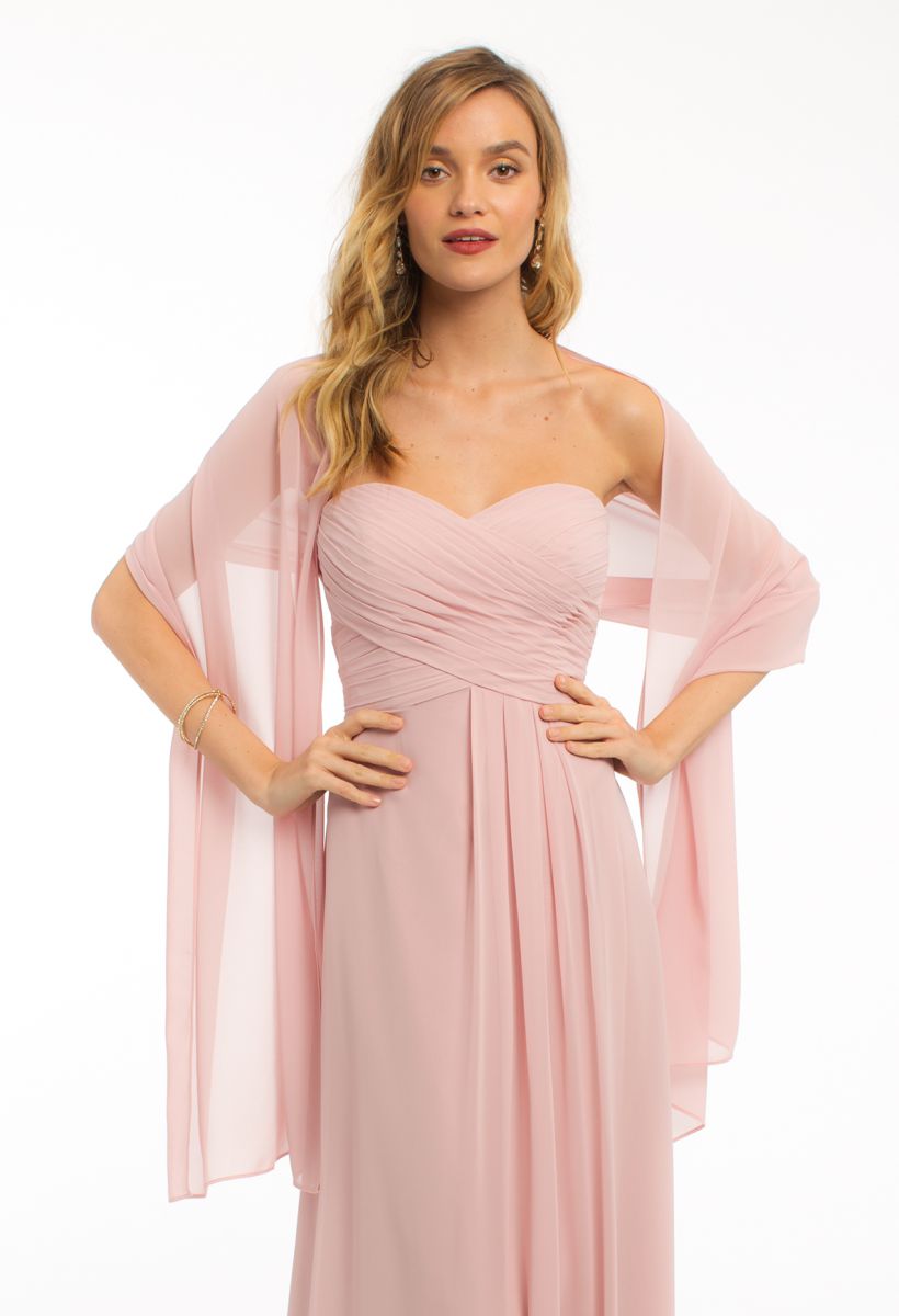 New Summer Chiffon Bridesmaid Dresses Long Ruched A-line Maid of Honor Dresses Plus Size Formal Party Evening Gowns With Shawl
