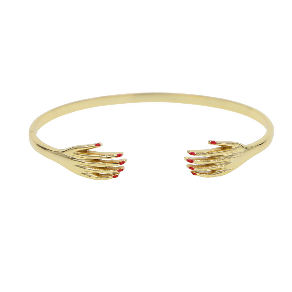 2024 unique design jewelry gold plated beautiful hand jewelry hand design open cuff Chic Modern fashion jewelry bracelet bangle