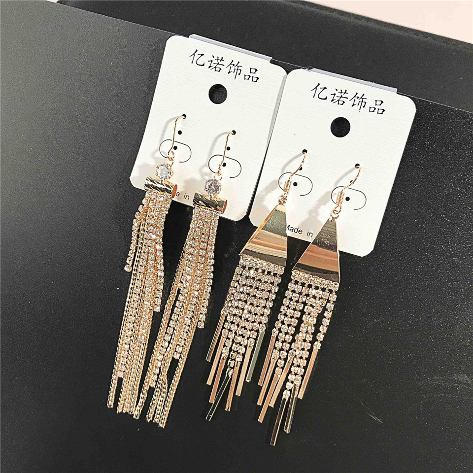 2018 Simple zircon tassel earrings earrings female temperament wild geometry ear jewelry accessories eardrop free shipping