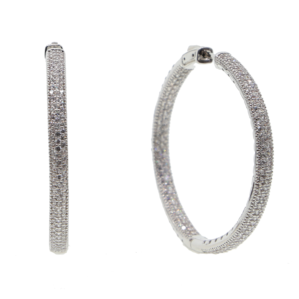 wide band full cubic zirconia paved cz hoops Huggie hoops silver plated 25mm 50mm sparking bling women gorgeous earring