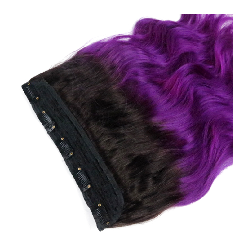 1B/violet Body Wave Hot Selling Wholesale One Piece Clip In Human Hair Extensions 5Clips With Lace Remy Human Hair