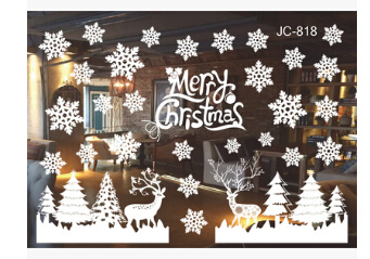 Christmas Static Sticker Snowflake Removable Christmas Glass Window Sticker With Elk Tree Small Bell For Christmas Decoration