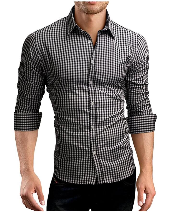 Brand 2017 Fashion Male Shirt Long-Sleeves Tops Classic Plaid Mens Dress Shirts Slim Men Shirt XL