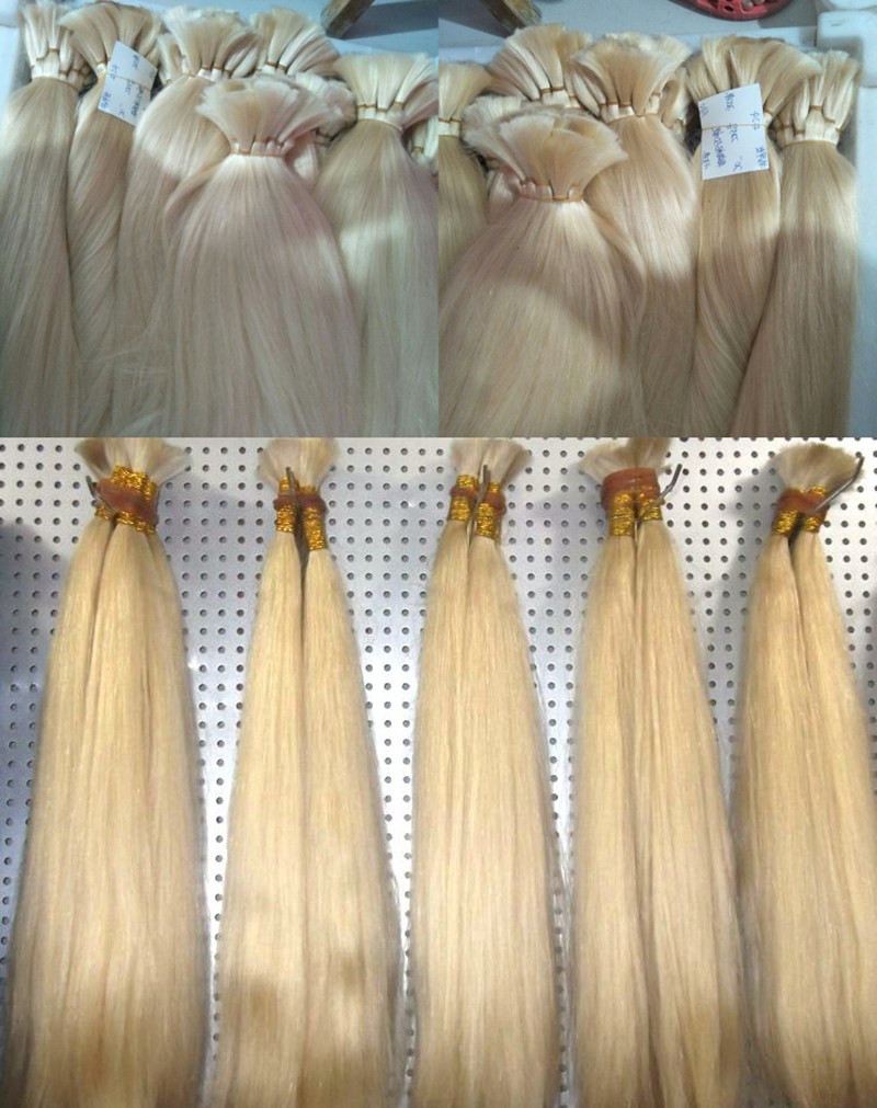 bulk for hair extensions 300 grams real human hair pure blonde 613 color european hair bulk without weft