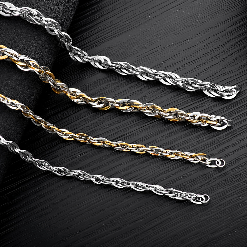 Vitage Rock Hip Hop Titanium Steel Mens Twist Chain Necklace Thick Heavy Link Chain Jewelry Accessories