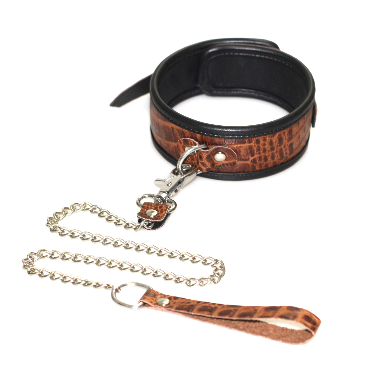 2018 Nouveau cuir Crocodile Cuir SM Slave Adulte Femme Master Collier Sous-Col Collier Collier Fétiche Bondage Jouets