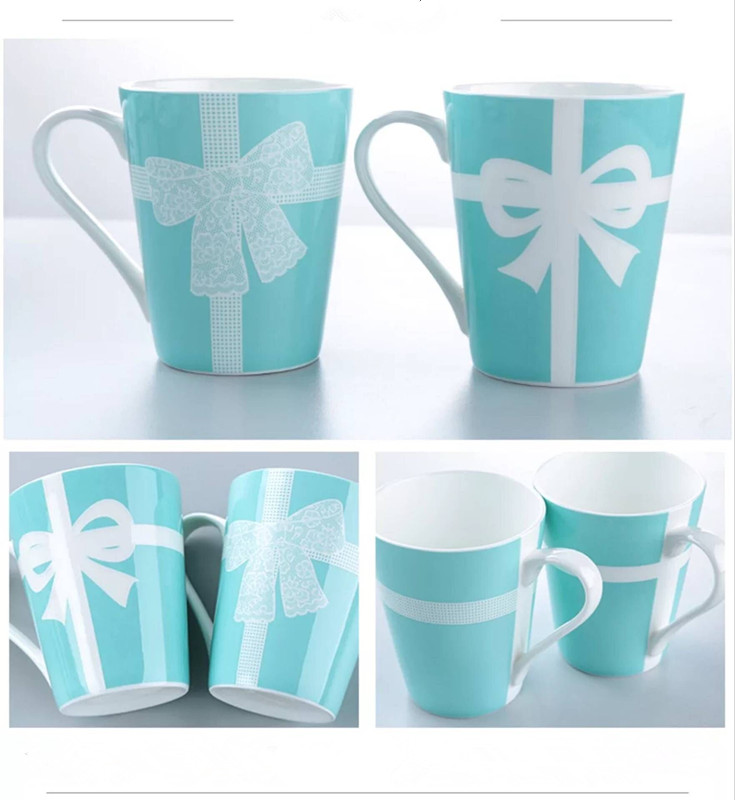 Classic Lace series blue ceramic cup Blue Drinkware mugs coffee milk cups Wedding Gifts good quality