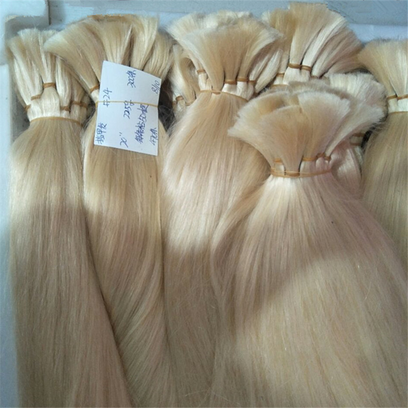 Promotion Top Quality 613 Bleach Blonde Human Braiding Hair Bulk No Weft Straight Brazilian human Hair buy 300Gram
