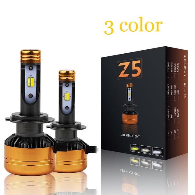 Z5 Car TriColor 3 Color LED Headlight H1 H4 H7 H11 HB3 HB4 50W 5800LM Flip Chips 3000K 4300K 6000K Switchback LED Bulbs
Z5 Car TriColor 3 Color LED Headlight H1 H4 H7 H11 HB3 HB4 50W 5800LM Flip Chips 3000K 4300K 6000K Switchback LED Bulbs