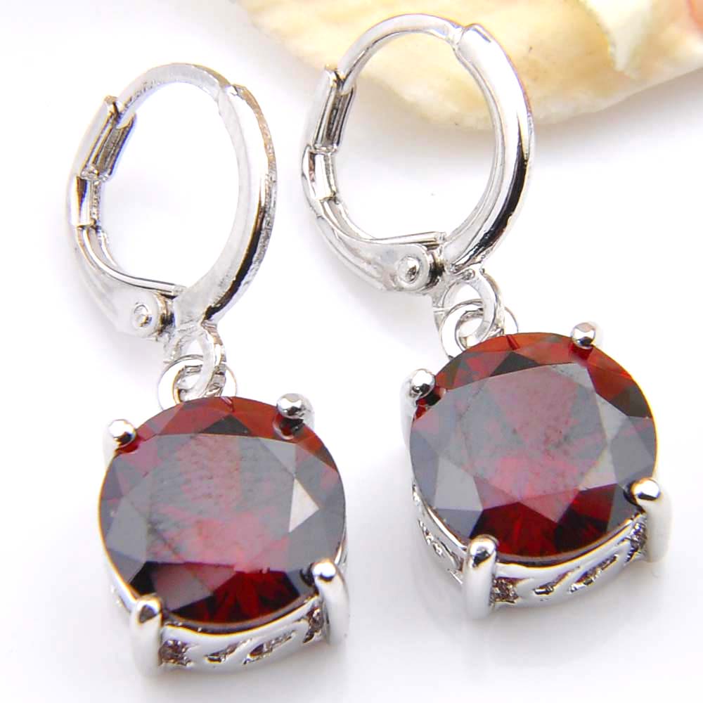 LuckyShine Fine Women Jewelry Gift Multi-color Round peridot Garnet Topaz Earrings 925 Sterling Silver Earrings Russia Wedding Party Jewelr