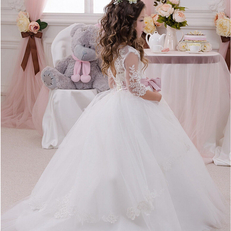 Elegant Ball Gown Flower Girls Dresses For Weddings Sheer Neck Long Sleeves Applique Lace Tulle Children Wedding Dresses Girls Pageant Dres, Yellow
Elegant Ball Gown Flower Girls Dresses For Weddings Sheer Neck Long Sleeves Applique Lace Tulle Children Wedding Dresses Girls Pageant Dres, Yellow
