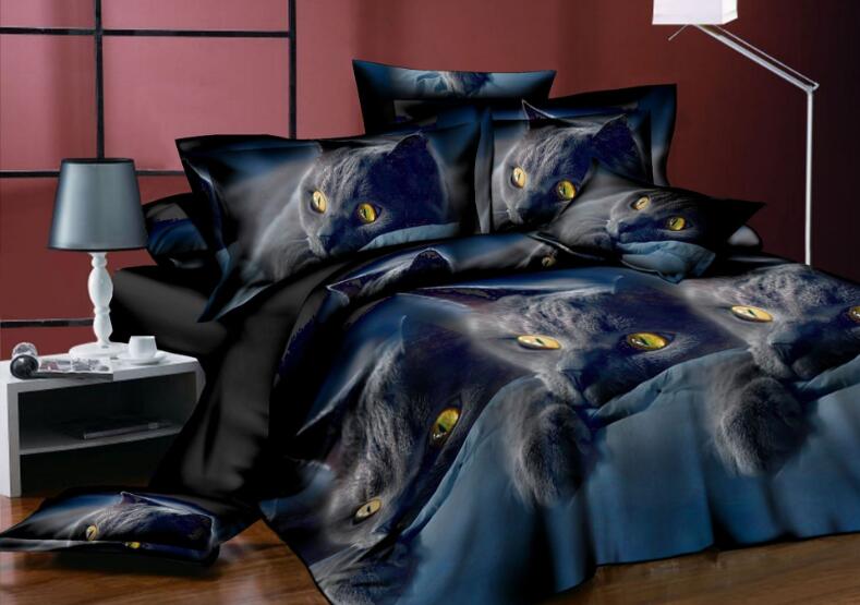 3D Animal Printed Bedding Set Cat Dolphin Leopard Bed sheets Duvet Cover Bed Sheet with Pillowcase