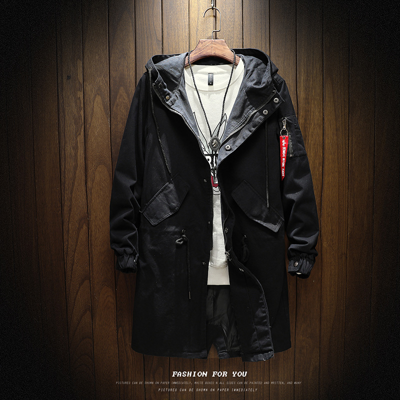 Men's Trench Coats 2023 Autumn Man Jacket Male Coat Oversize Hoodies Young High Quality Cotton Brand Long Windbreaker L