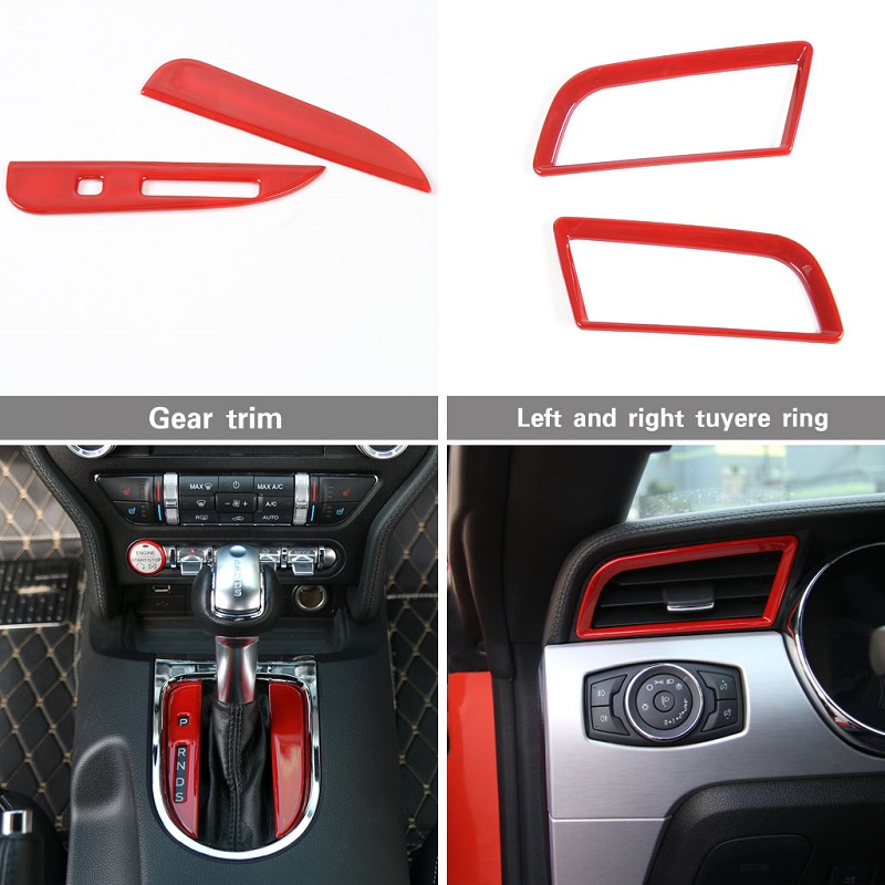 Car Red 36 Piece Complete Set Kit Decoration Trim Cover For Ford Mustang 2015-2016 Auto Interior Accessories