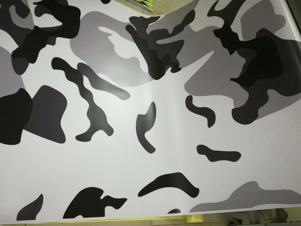 Large Camo VINYL Wrap black white grey Full Car Wrapping Camouflage Foil Stickers with air free size 1.52 x 30m/Roll Free Shipping