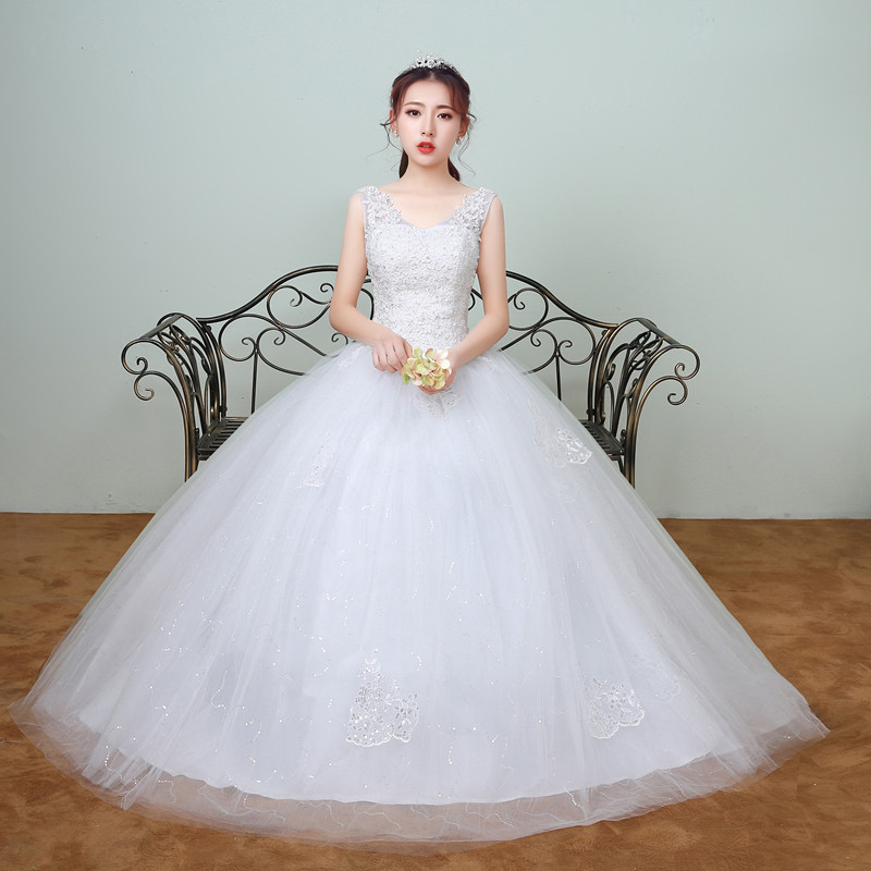 Hot Sale Elegant Princess Lace Appliques Spring Smiple Wedding Dresses 2018 New Korean Style Bridal Gowns vestidos de noiva