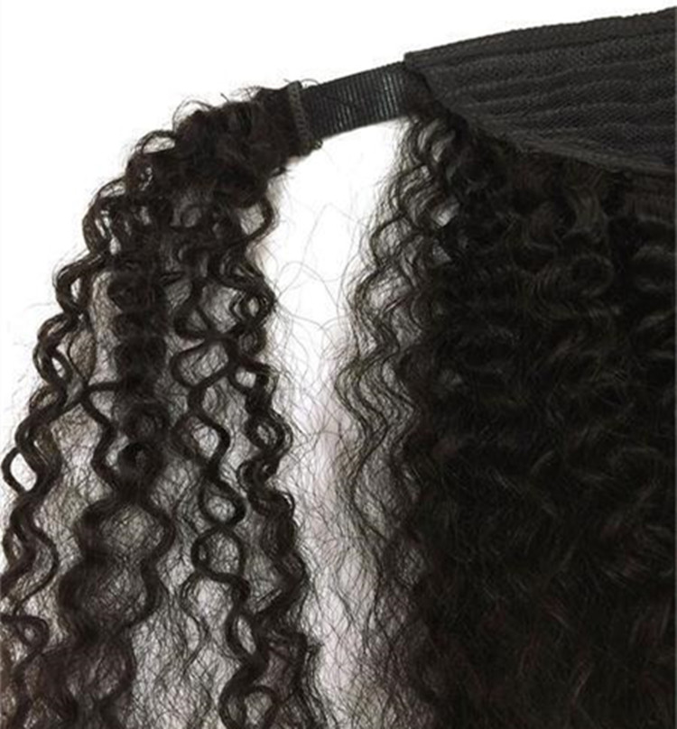 kinky curly ponytail hairpiece Best quality easy Ponytail wearing human hair pony tail brazilian hair clip in hair extension natural color