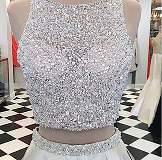 Elegant Pink 2 Piece Prom Dresses 2020 Crystals Organza Open Back Long Evening Gowns Party Celebrity Gowns QC1101