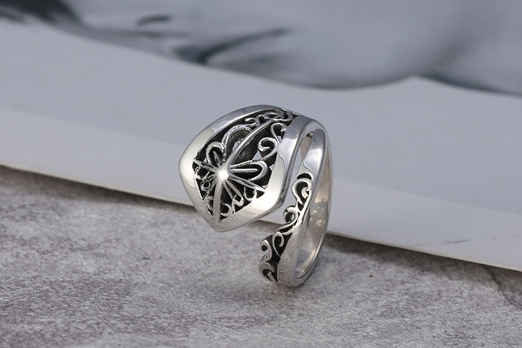 2019 new 925 sterling silver fine jewelry vintage American hand-made designer cross men's rings antique silver adjustable open rings