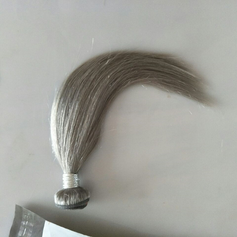 market hot sale silver grey hair extensions 4pcs lot human grey hair weave 100g brazilian straight wave virgin hair weft free