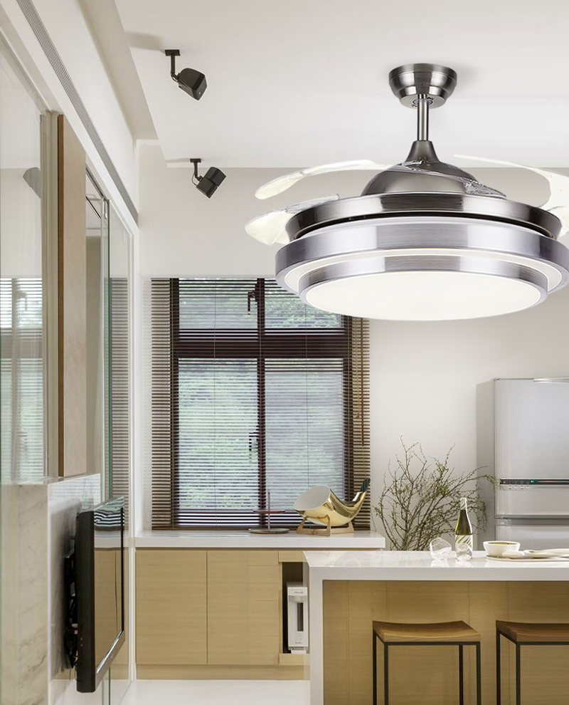 Modern LED Ceiling Invisible Fan Lights Lamps Timing Remote Control Frequency Conversion Motor Light Pendant Lamp Lighting Remote Control